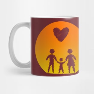 Family Sunset Love Mom Dad Child Heart Gift Idea Mug